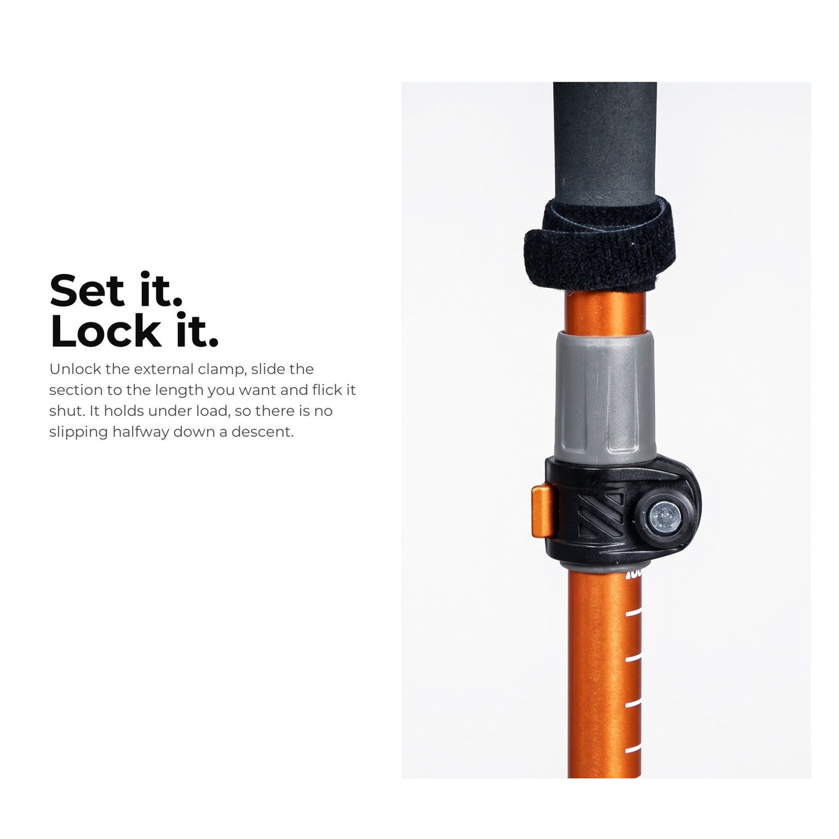 TAHAN 3-Section Foldable Freestand Hiking TriStick external lock close up