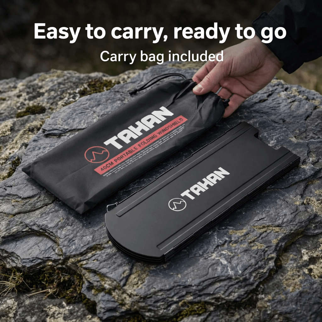 TAHAN 40CM Portable Folding Windshield - TAHAN Outdoor - WINTH040BK