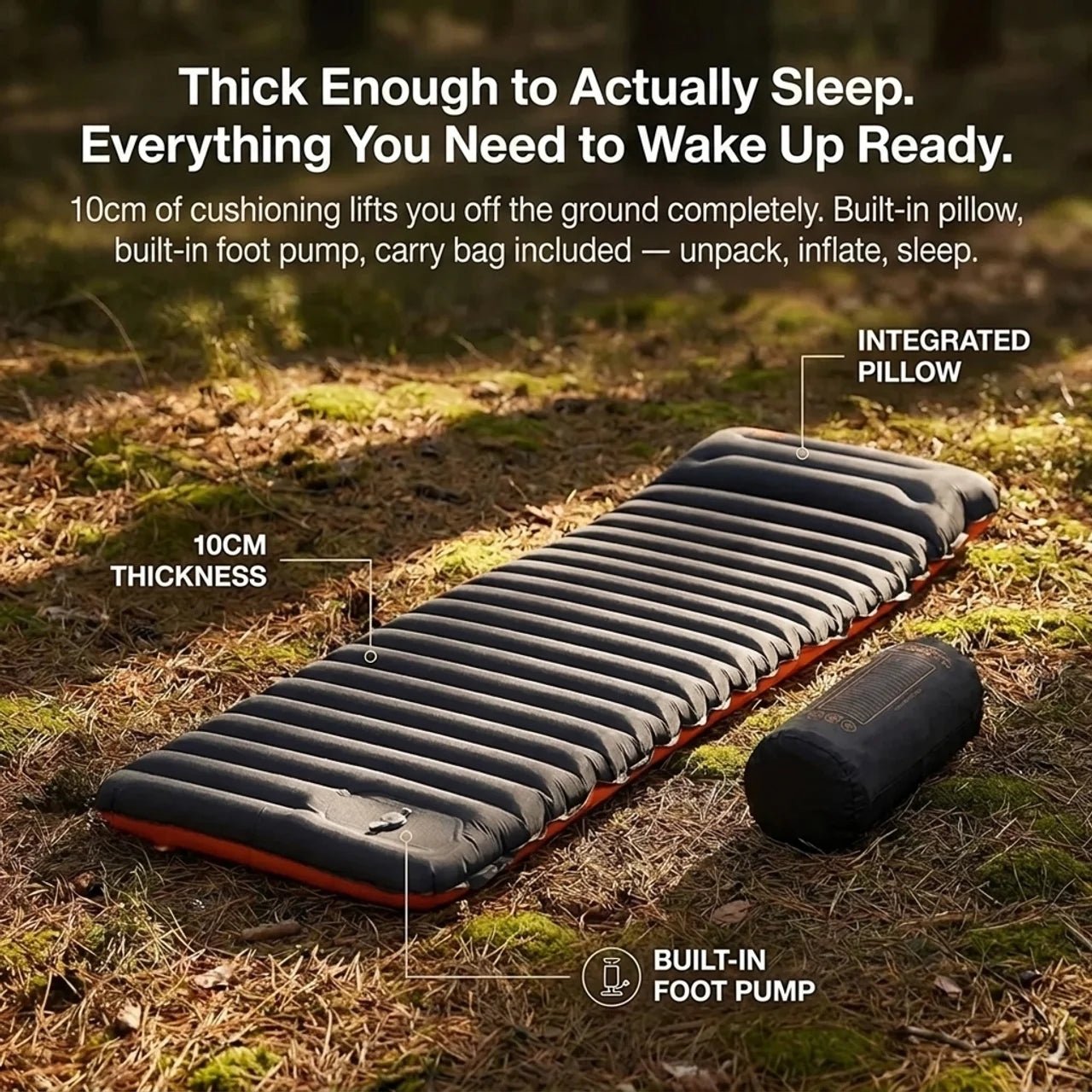 TAHAN Panthera Inflatable Sleeping Pad - TAHAN Outdoor - PADTH010BK