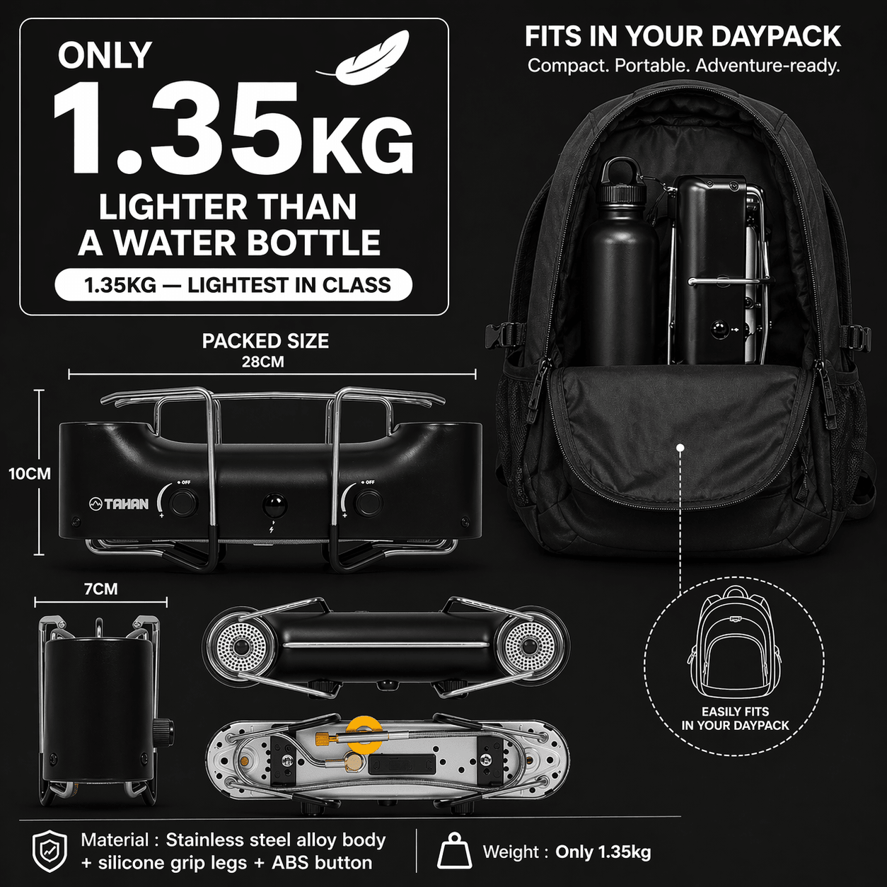TAHAN Windmaster Double Burner Camping Stove - TAHAN Outdoor - STOTH033BK