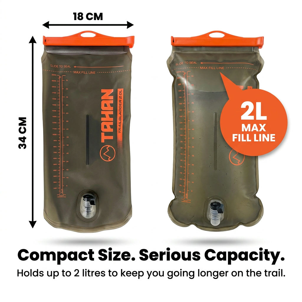 TAHAN TrailBladder 2L compact size 18cm x 34cm holds 2 litres