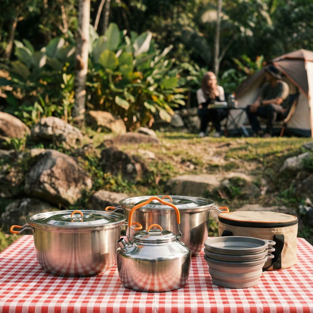 XXL ProChef Stainless Steel Cookset - 3 Piece (6 - 8pax) - TAHAN Outdoor - COM-COO003PCSS