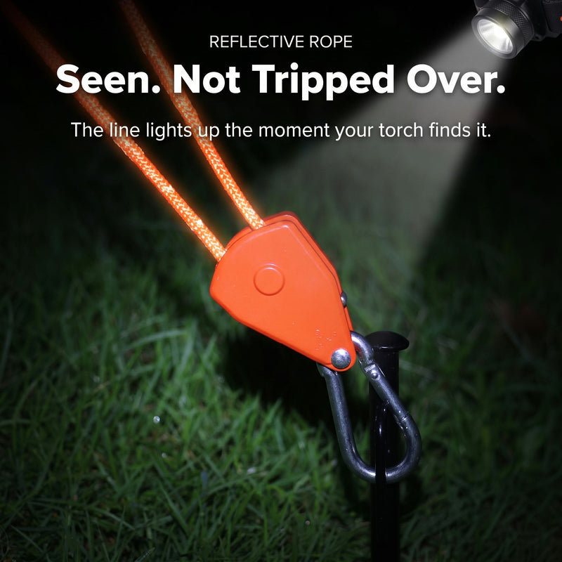 4M Pulley Adjuster Reflective Guyline [Pack of 4] - TAHAN Outdoor - RTCLK4PCSOR