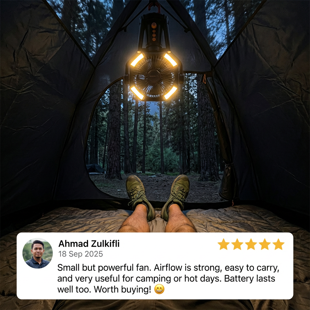 TAHAN Typhoon Dual Blade 14 Hours Battery Camping Fan