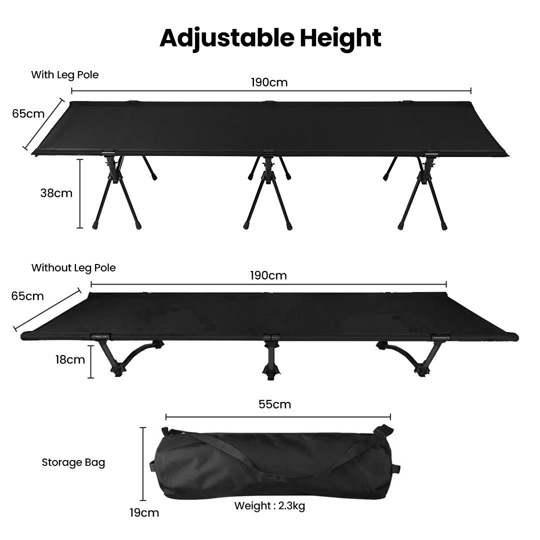 Camping Cot 190cm - TAHAN Worldwide - COT00190BK