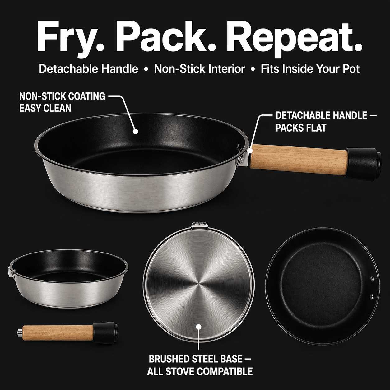 L ProChef Stainless Steel Cookset - 4 Piece (3 - 4pax) - TAHAN Outdoor - COO004PCSS