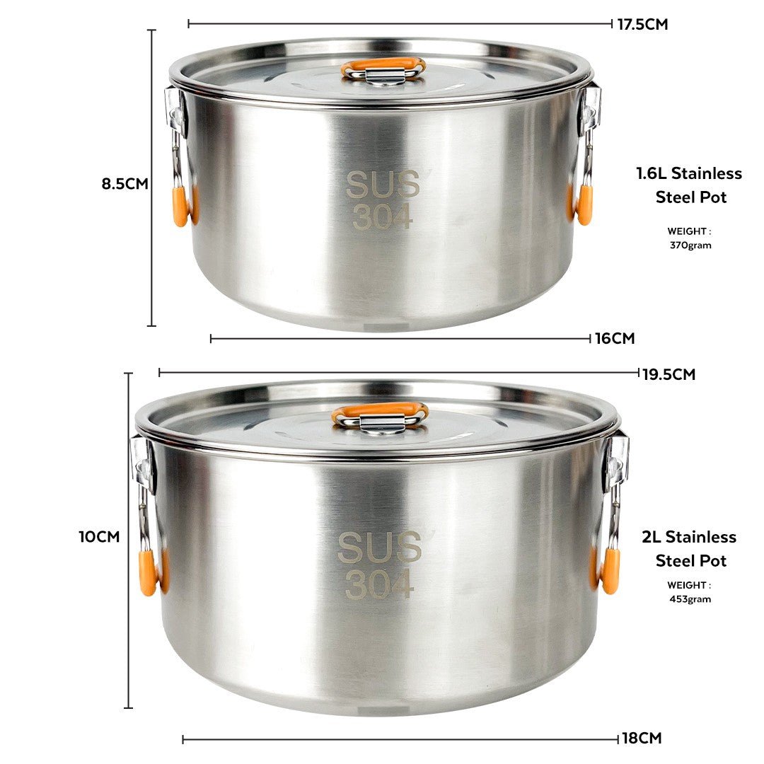 L ProChef Stainless Steel Cookset - 4 Piece (3 - 4pax) - TAHAN Worldwide - COO004PCSS