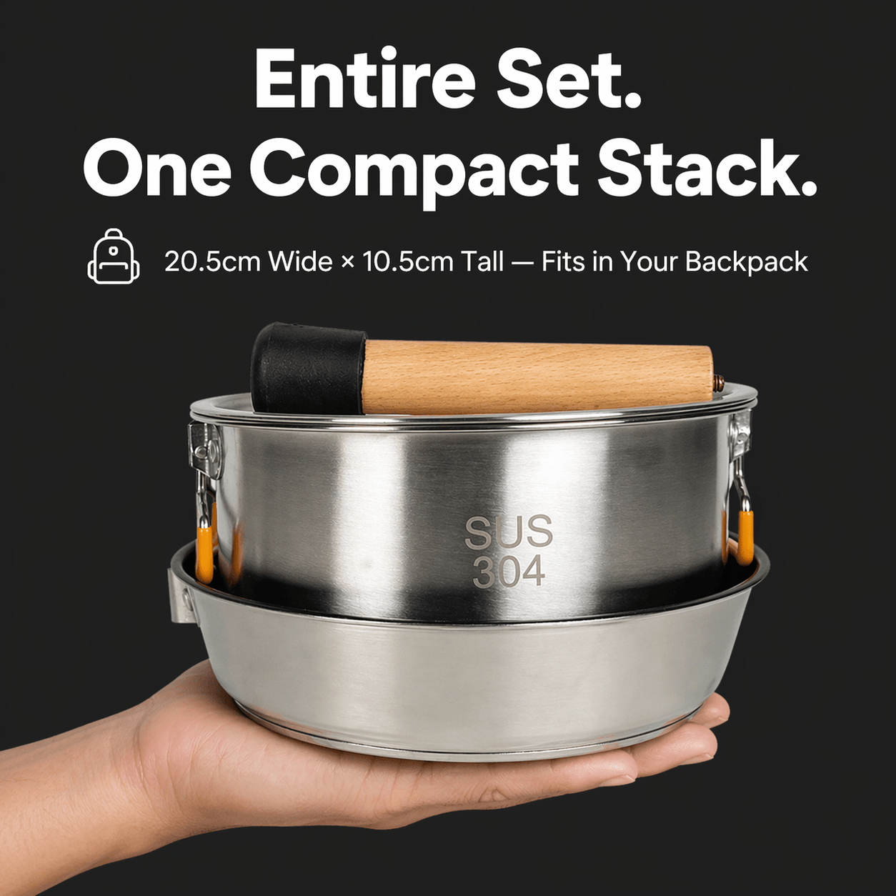 L ProChef Stainless Steel Cookset - 4 Piece (3 - 4pax) - TAHAN Outdoor - COO004PCSS
