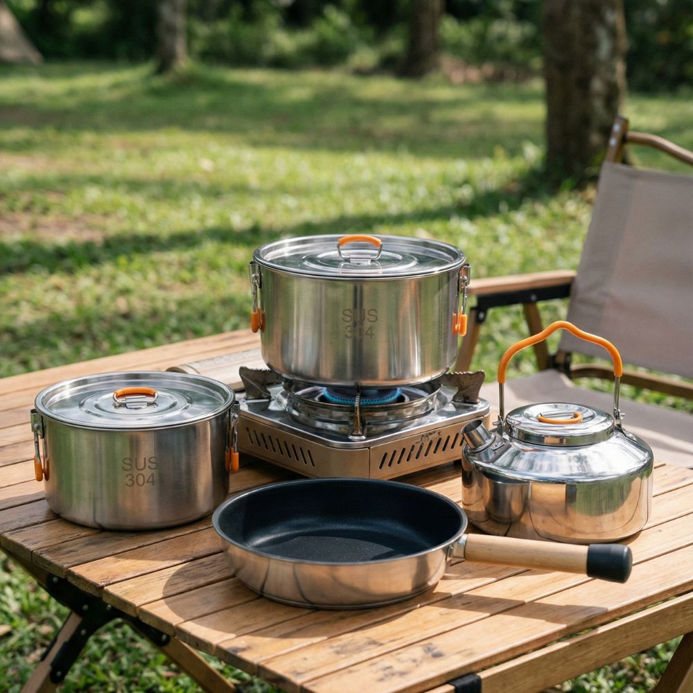 L ProChef Stainless Steel Cookset - 4 Piece (3 - 4pax) - TAHAN Outdoor - COO004PCSS