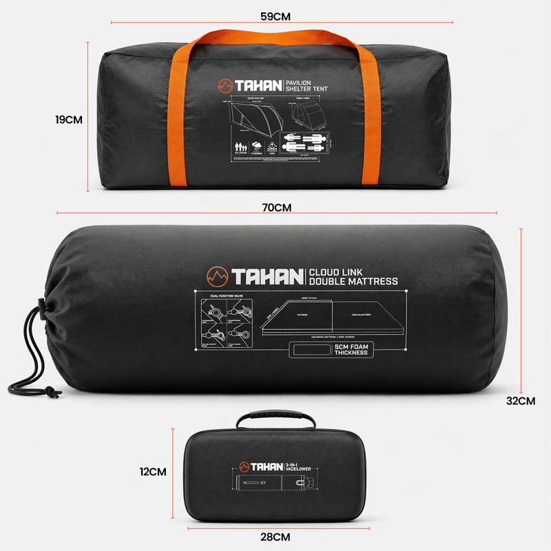 Pavilion Weekend Getaway Set - TAHAN Outdoor - COM-TENTMAT2VAC