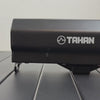 TAHAN EasyFold stove: slim closed case, arms unfold, blue flame lit