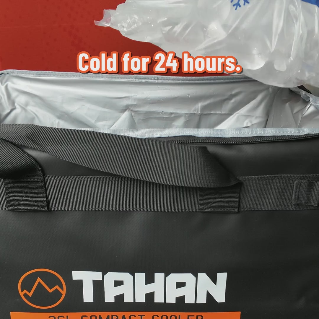 TAHAN 36L Compact Cooler - cold for 24 hours, 36 litres holds 15kg, waterproof, folds flat