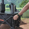 Rear flap opens for gear access while the tabletop stays on