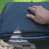 Opening the cooler the morning after a night outdoors, ice still solid