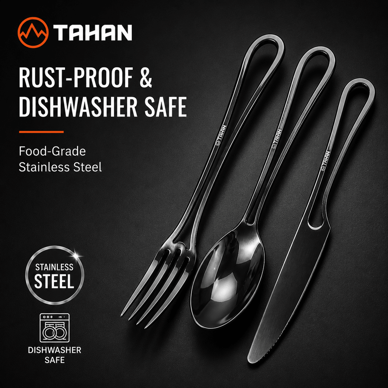TAHAN 3 - in - 1 Camping Cutlery Set - TAHAN Outdoor - CUTTH031SS