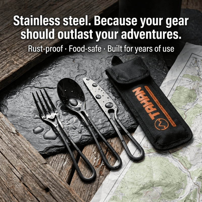 TAHAN 3 - in - 1 Camping Cutlery Set - TAHAN Outdoor - CUTTH031SS