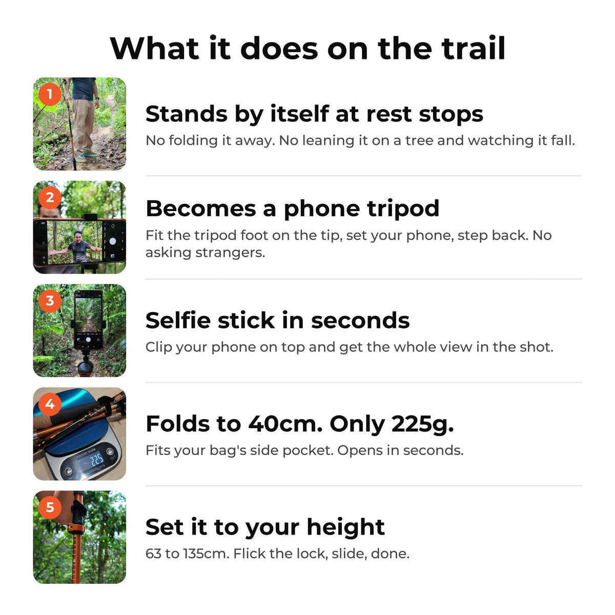 TAHAN 3-Section Foldable Freestand Hiking TriStick - TAHAN Outdoor - COM-3TRISTI3IN1