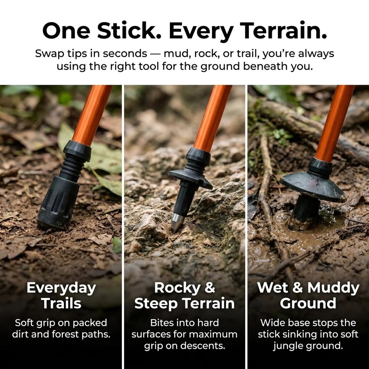 TAHAN 3 - Section Foldable Hiking Stick V2 - 130cm - TAHAN Outdoor - STITH130OR