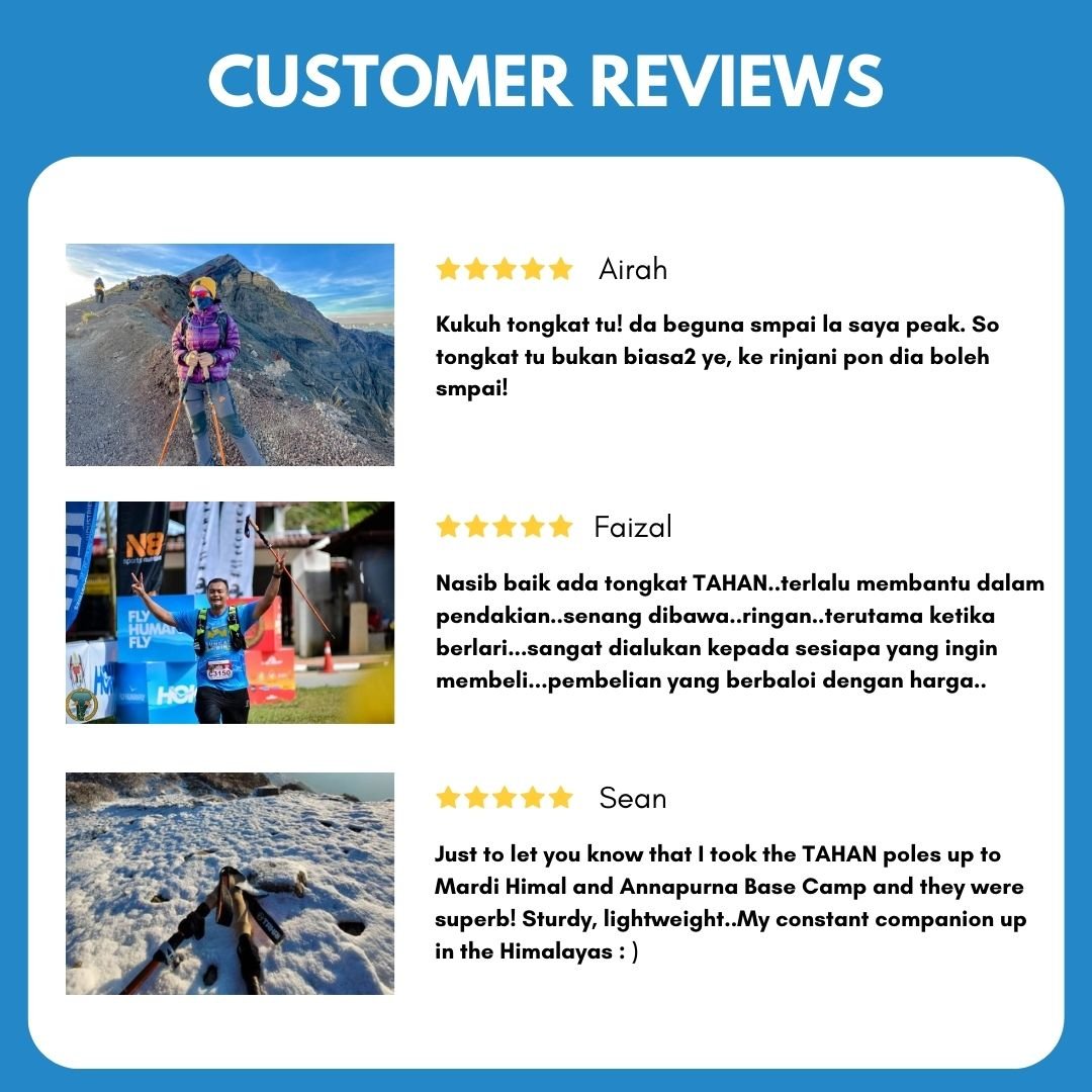 TAHAN 3 - Section Foldable Hiking Stick V2 - 130cm - TAHAN Worldwide - STITH130OR