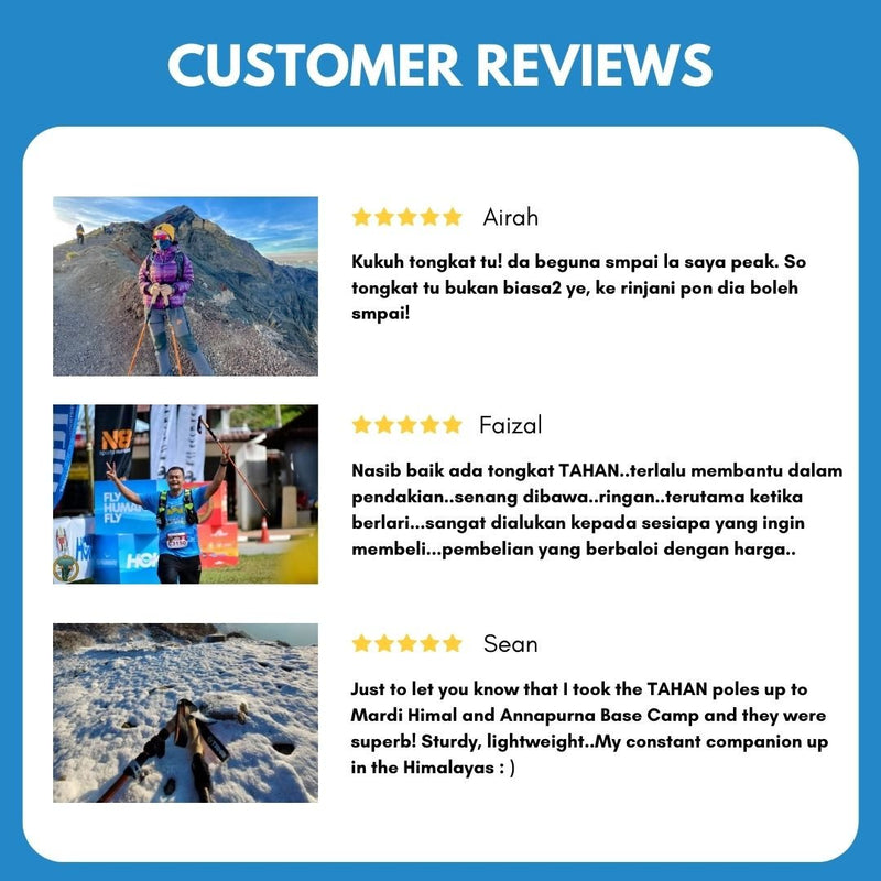 TAHAN 3 - Section Foldable Hiking Stick V2 - 130cm - TAHAN Worldwide - STITH130OR