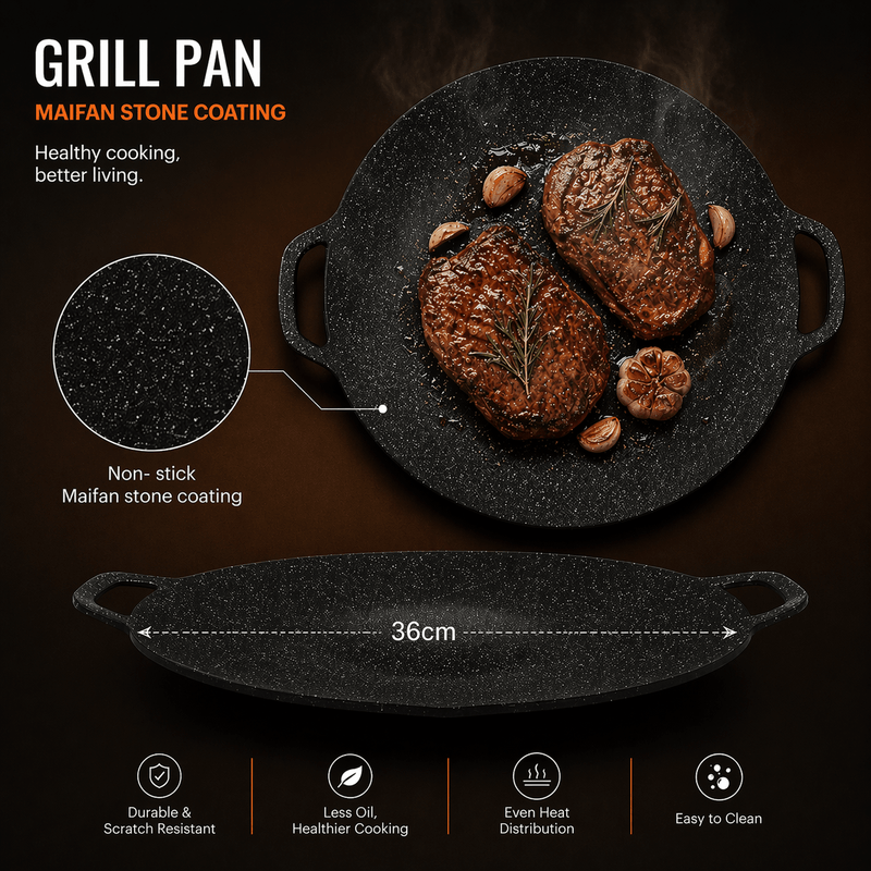 TAHAN 36cm Grill Pan - TAHAN Outdoor - PANTH036BK