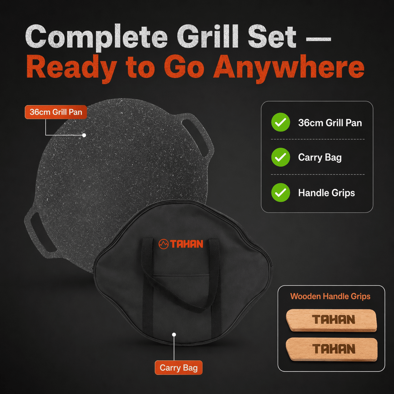 TAHAN 36cm Grill Pan - TAHAN Outdoor - PANTH036BK