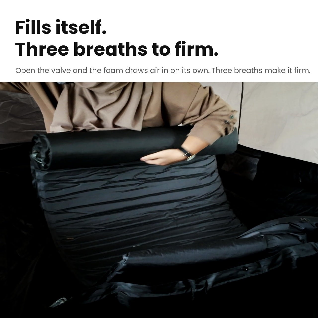TAHAN Cloud Link Self-Inflating Foam Mattress - TAHAN Outdoor - MATTH155BK