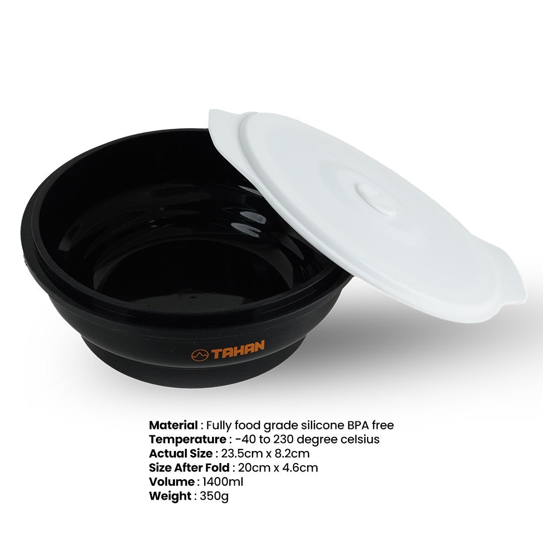 TAHAN GoCamp Collapsible Silicone Container - TAHAN Worldwide - SLCTH1400BK
