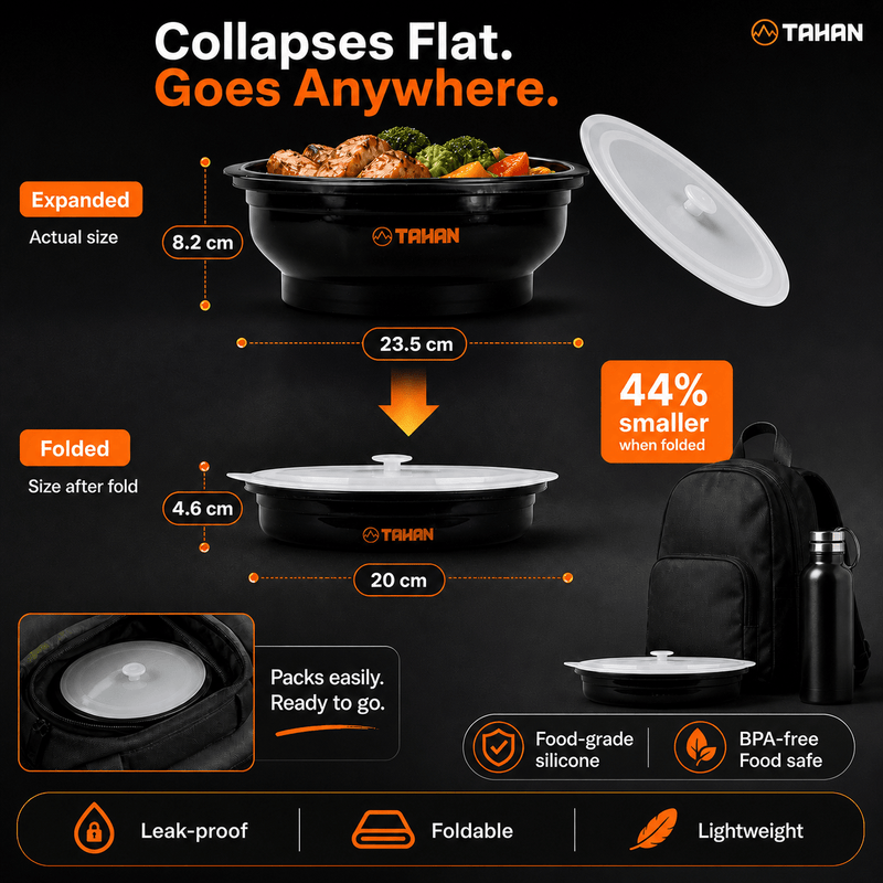 TAHAN GoCamp Collapsible Silicone Container - TAHAN Outdoor - SLCTH1400BK