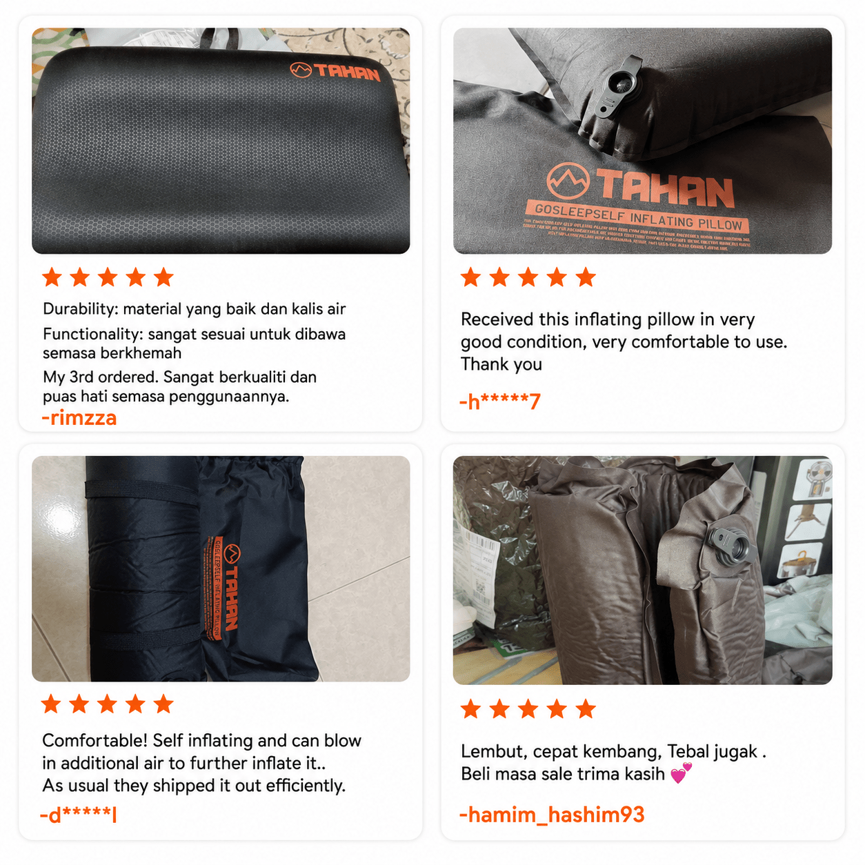 TAHAN GoSleep 5 Seconds Self Inflating Pillow - TAHAN Outdoor - PILTH046BK