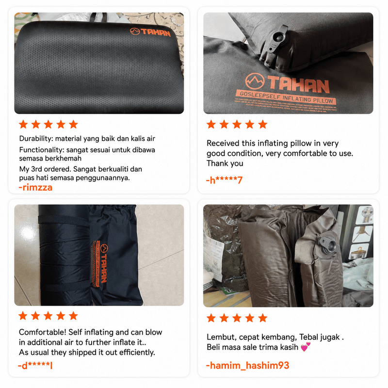 TAHAN GoSleep 5 Seconds Self Inflating Pillow - TAHAN Outdoor - PILTH046BK