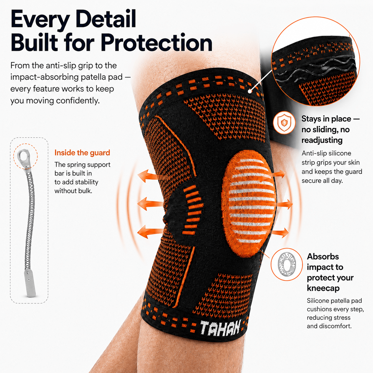TAHAN KinetiX Knee Guard With Spring Support - TAHAN Outdoor - KNETH00LBO