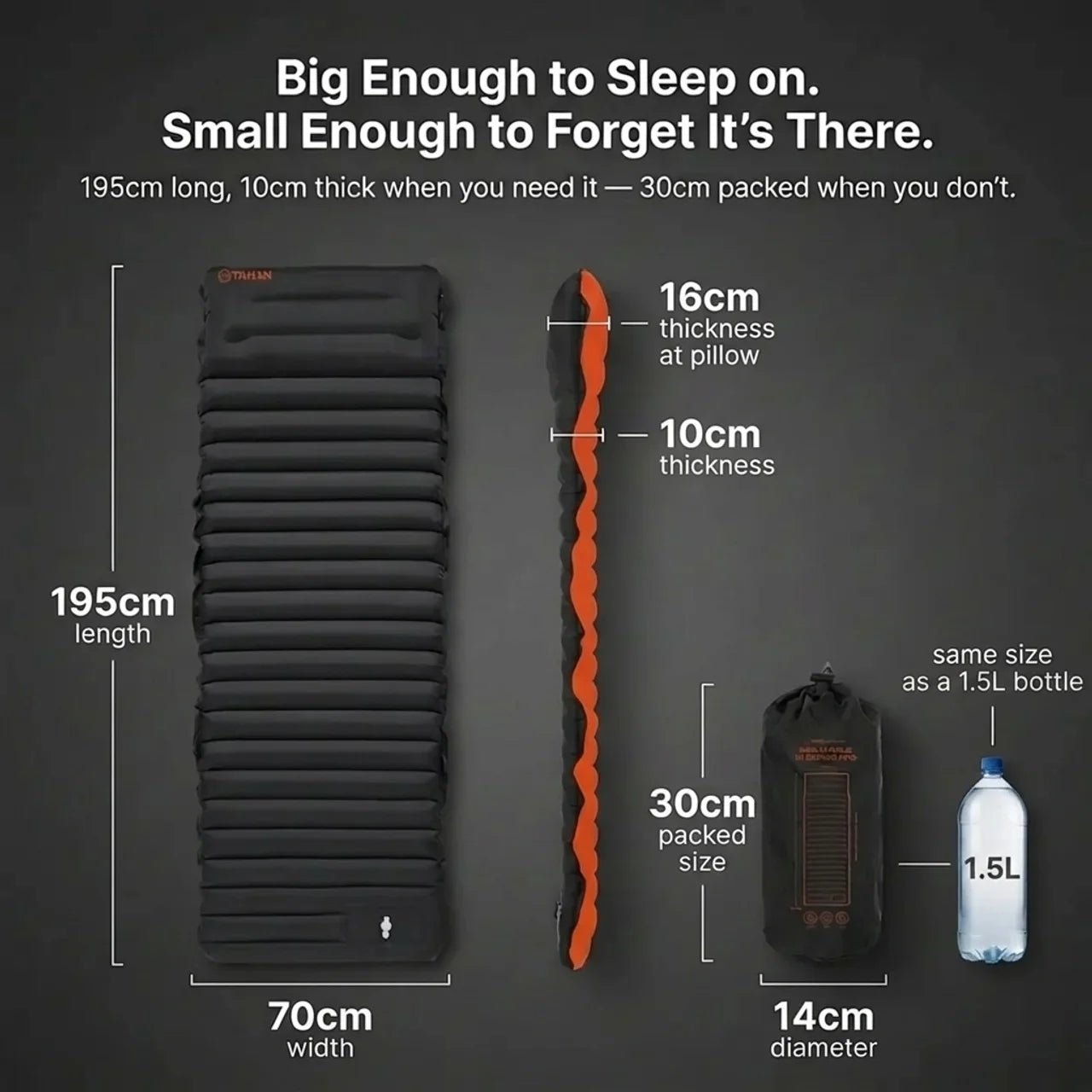 TAHAN Panthera Inflatable Sleeping Pad - TAHAN Outdoor - PADTH010BK