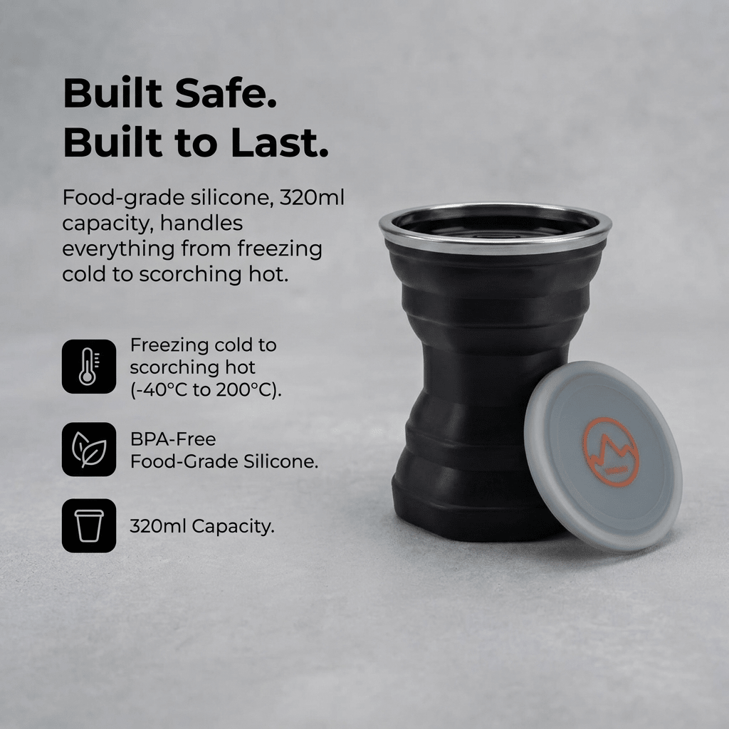 TAHAN Silicone Cup V2- Black - TAHAN Outdoor - CUPTH320BK-V2