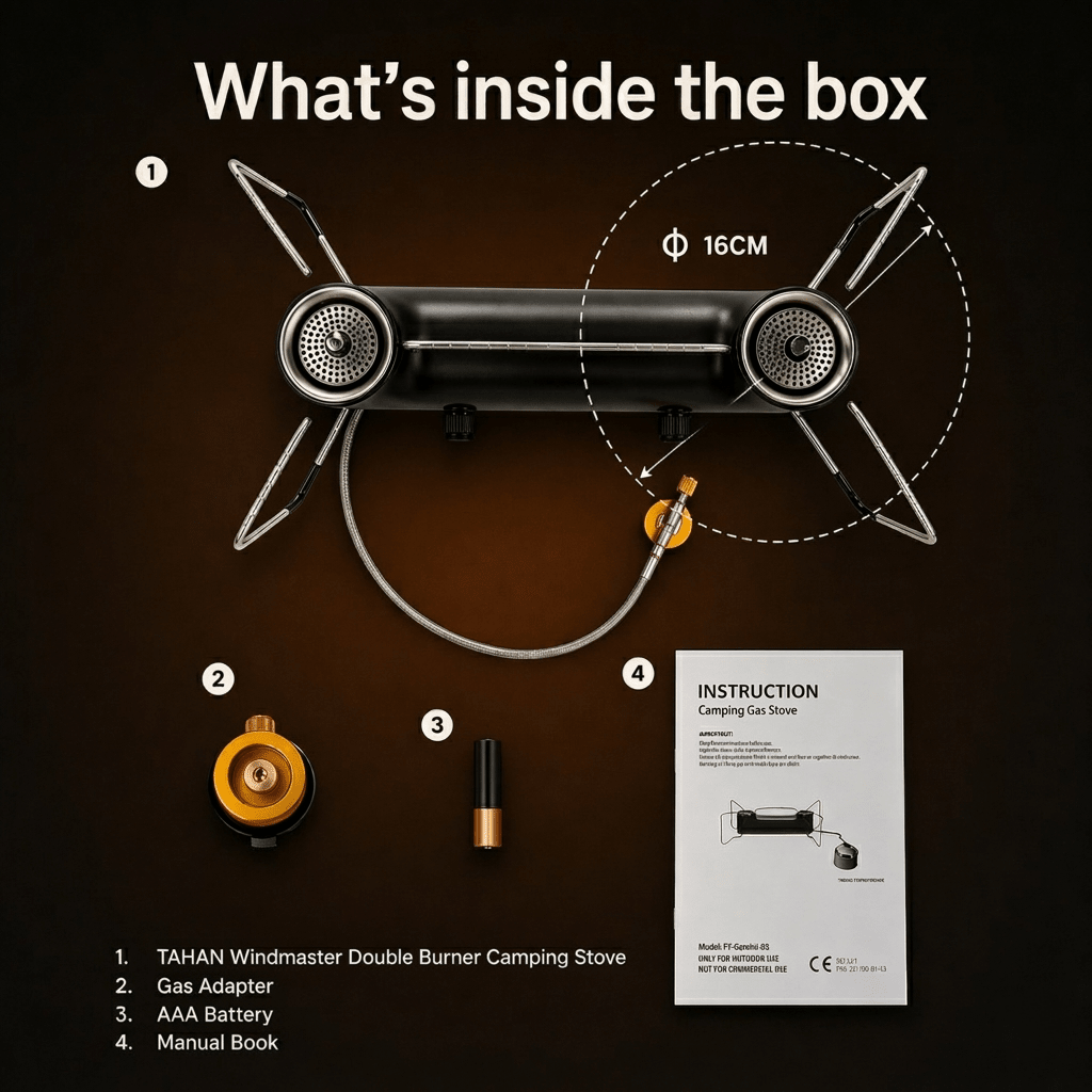 TAHAN Windmaster Double Burner Camping Stove - TAHAN Outdoor - STOTH033BK
