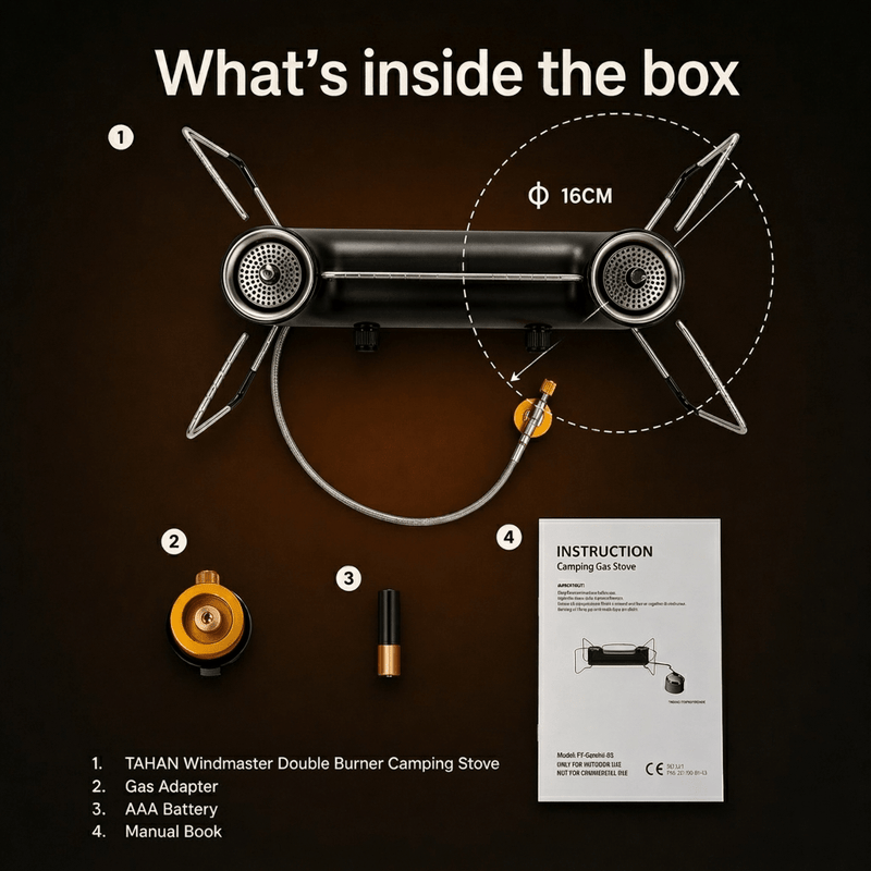 TAHAN Windmaster Double Burner Camping Stove - TAHAN Outdoor - STOTH033BK