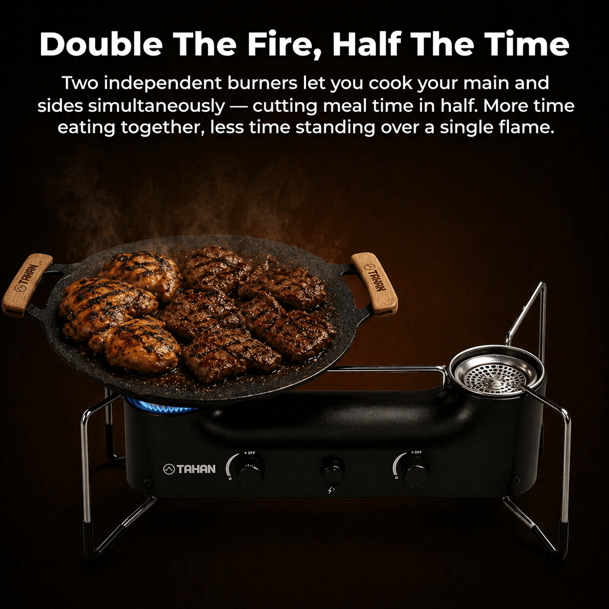 TAHAN Windmaster Double Burner Camping Stove - TAHAN Outdoor - STOTH033BK