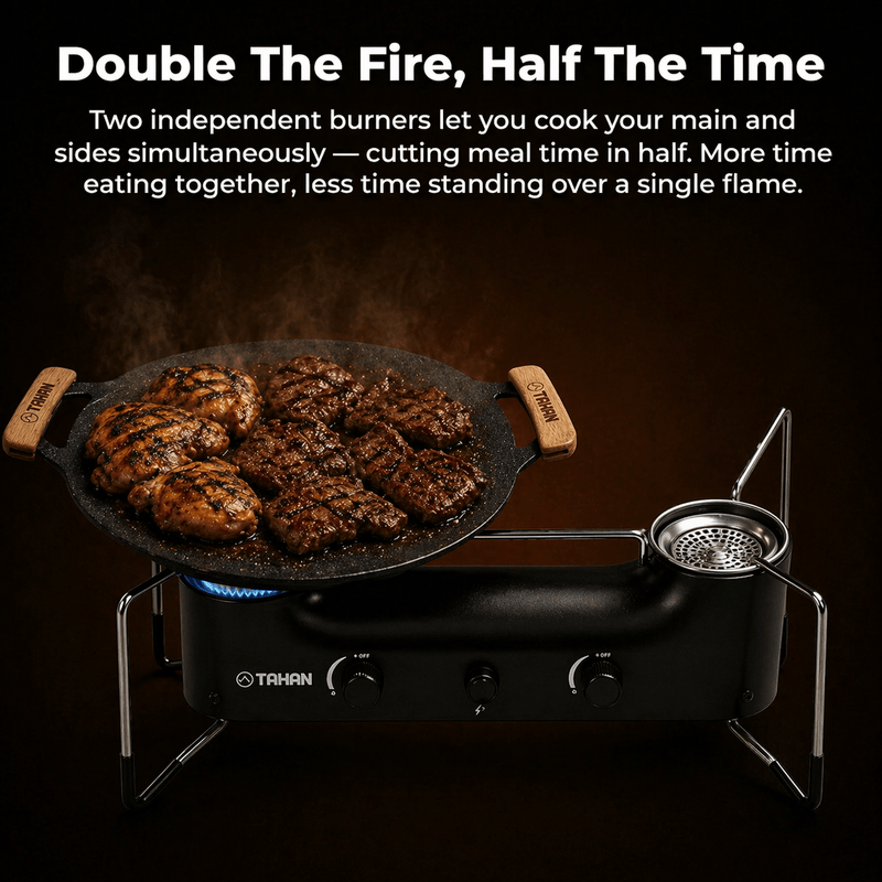 TAHAN Windmaster Double Burner Camping Stove - TAHAN Outdoor - STOTH033BK