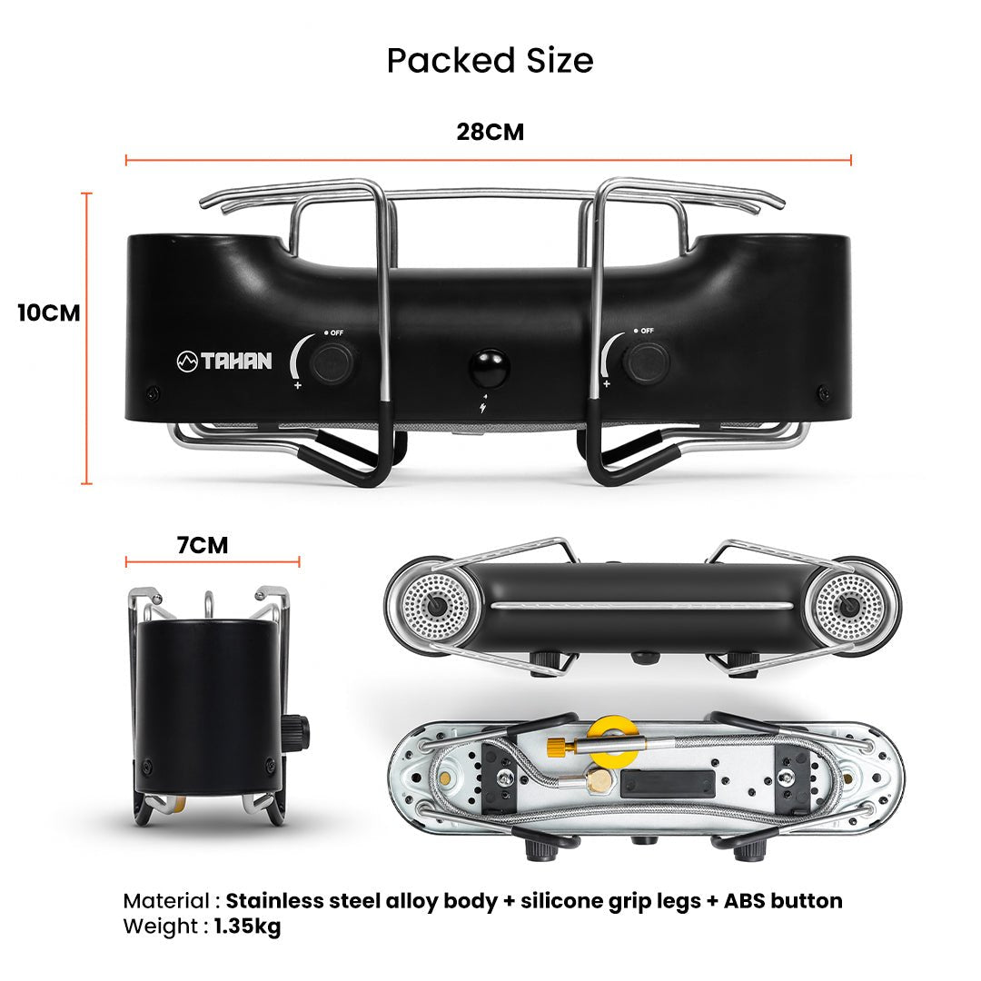 TAHAN Windmaster Double Burner Camping Stove - TAHAN Worldwide - STOTH033BK