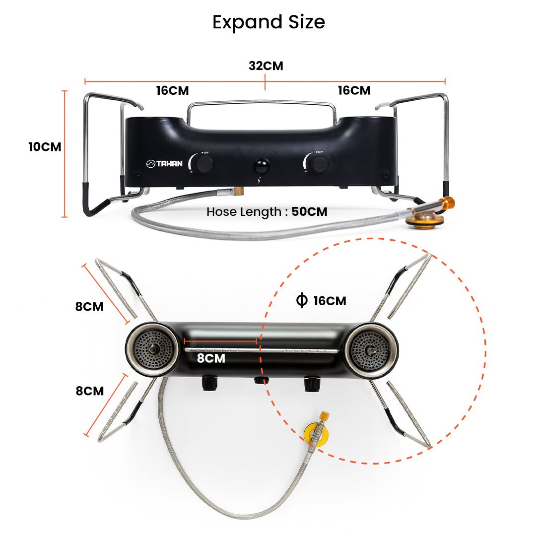 TAHAN Windmaster Double Burner Camping Stove - TAHAN Worldwide - STOTH033BK