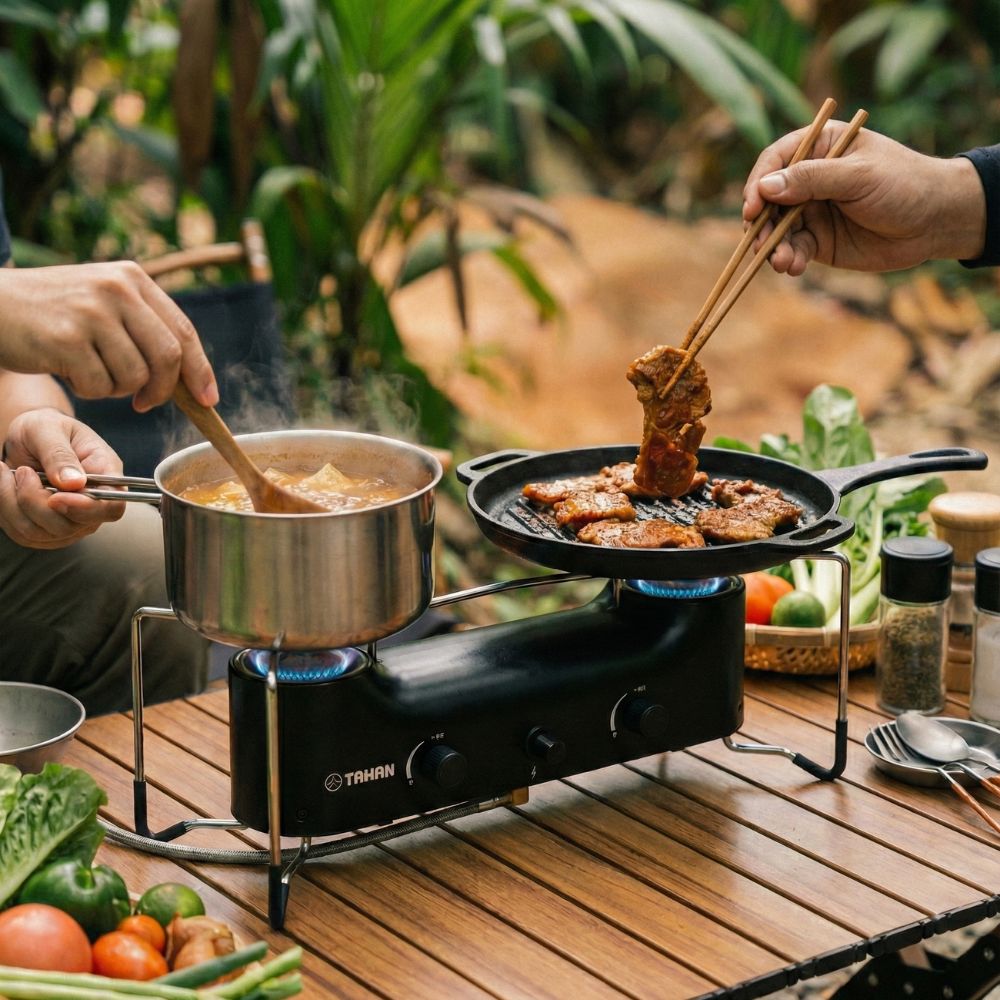 TAHAN Windmaster Double Burner Camping Stove - TAHAN Outdoor - STOTH033BK