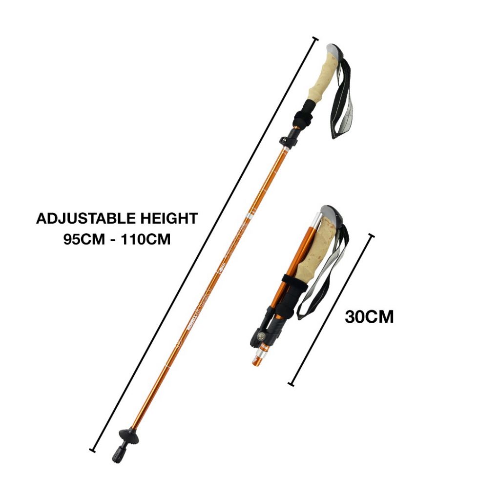 Bukit Kutu Hiking Set, TAHAN, TAHAN 3 Section Foldable Hiking Stick Orange sz,