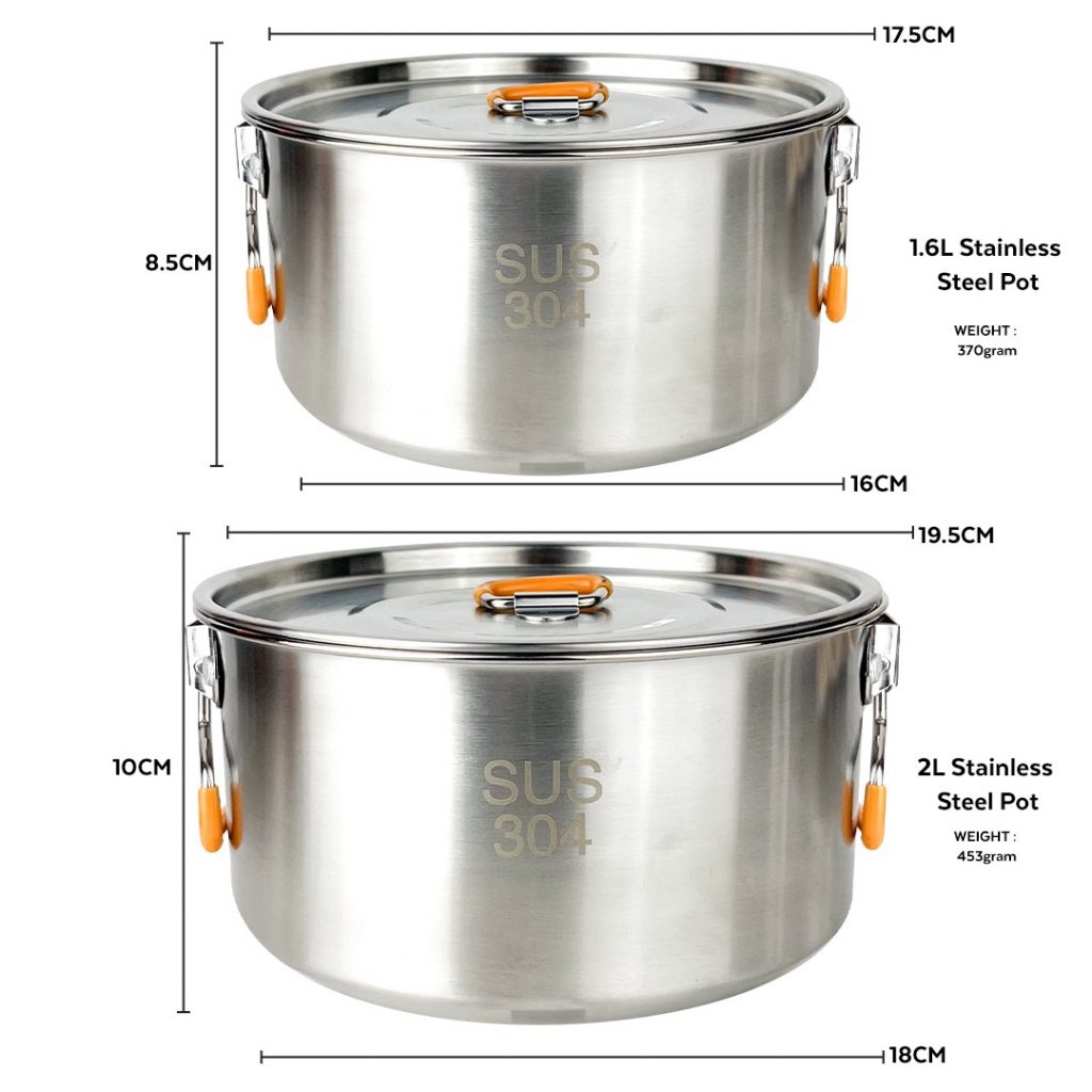 L ProChef Stainless Steel Cookset (3-4pax) + Freegift!, TAHAN, pro chef stainless steel outdoor cookset size 1 1 1 2,