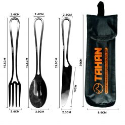 Premium TAHAN 3-in-1 Camping Cutlery Set - Durable Stainless Steel