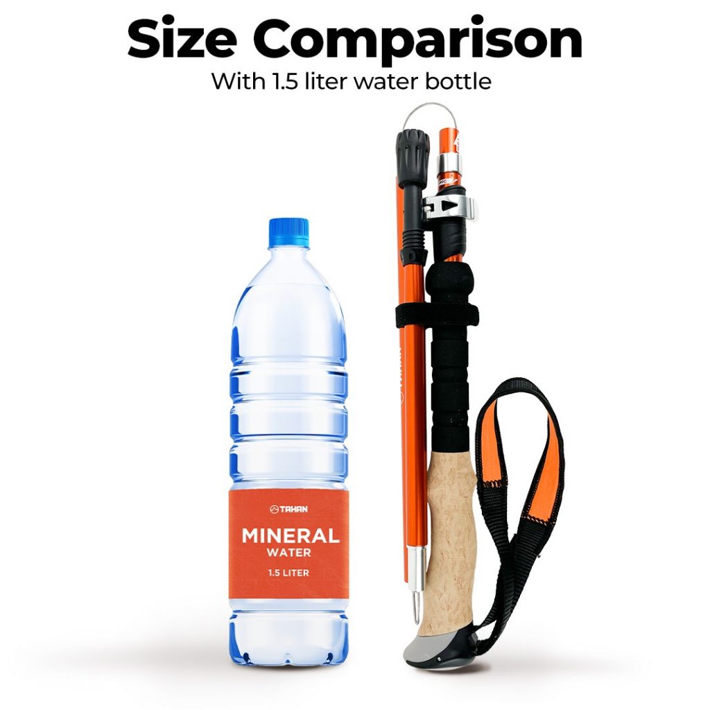 Bukit Kutu Hiking Set, TAHAN, tahan 3 section foldable hiking stick size comparison,