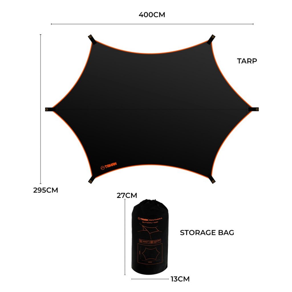 Basic Shelter Pack + Freegift, TAHAN, tahan panthera 3x4M butterfly tarp size 2,